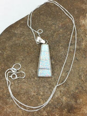 Navajo Opal Inlay Pendant | Sterling Silver Chain Necklace | Authentic Native American Handmade | 18" | 4776