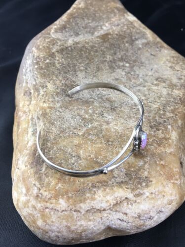 Children's Navajo Pink Opal Cuff Bracelet | Sterling Silver Handmade | Authentic Native American | 10179