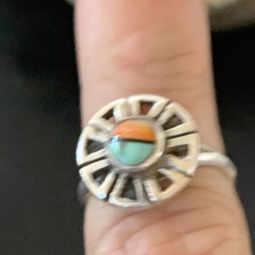 Navajo Blue Turquoise Spiny Oyster Inlay Ring | Sz 5.5 | Authentic Native American Handmade | 11185