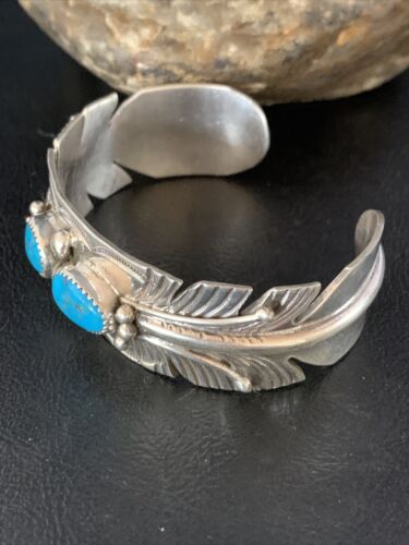 Native American Men's Blue Kingman Turquoise Cuff Bracelet | Sterling Silver | 14136