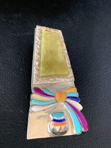 Navajo Turquoise Spiny Sugilite Multi-Color Inlay Pendant | Sterling Silver | Native American Handmade | 13768