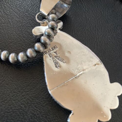 Native American Navajo Blue Lapis Pendant Necklace | Sterling Silver | Authentic Handmade | 11676 - Masha USA