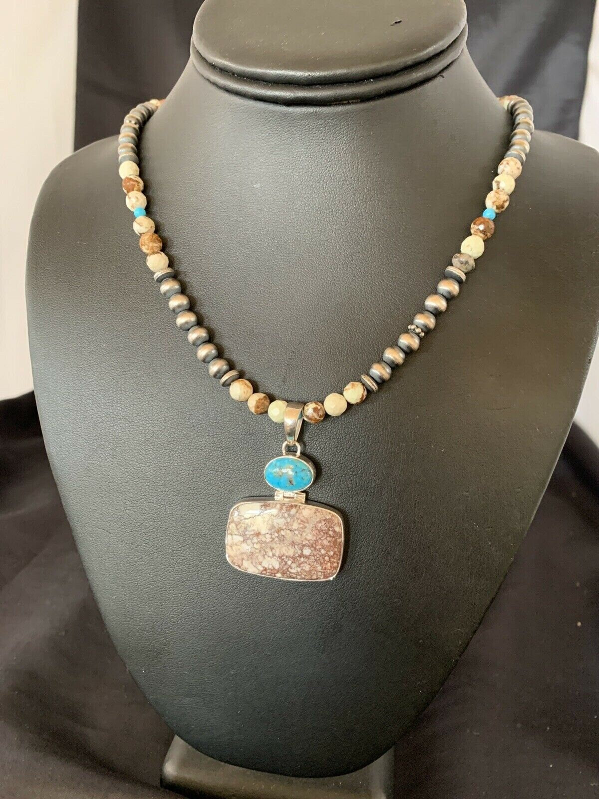 Navajo Multi-Stone Wild Horse Turquoise Necklace Pendant | Sterling Silver | Authentic Native American Handmade | 11375