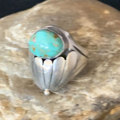 Native American Men's Navajo Green Royston Turquoise Ring | Sterling Silver | Sz 11 | 13857