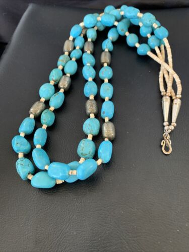 Native American Santo Domingo Shell Nugget Turquoise Necklace | 26" | Authentic Handmade | 12000