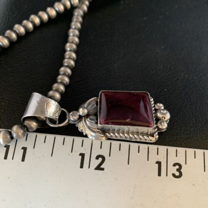 Navajo Purple Spiny Necklace Pendant | Sterling Silver | Authentic Native American Handmade | 13628