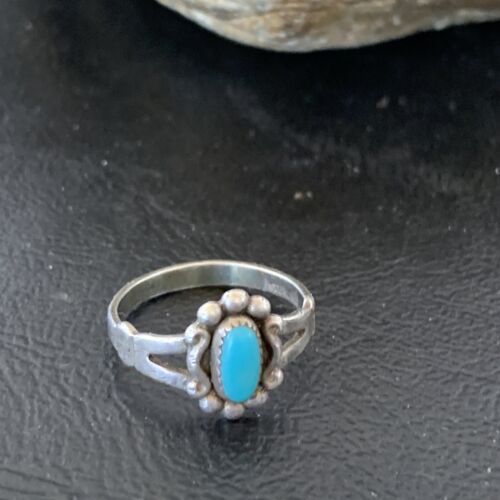 Southwestern Old Pawn Navajo Blue Turquoise Ring | Sterling Silver | Sz 5.5 | 10774