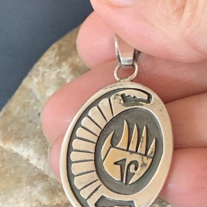 Hopi Bearpaw Pendant | Stamped Sterling Silver | Authentic Native American Handmade | 1398 - Masha USA