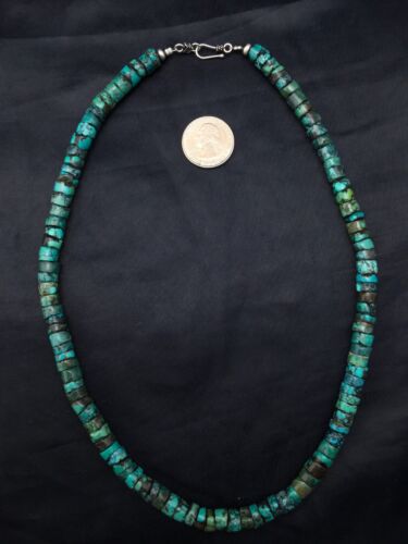 Southwestern Turquoise Heishi Bead Necklace | 12mm | 23" | Sterling Silver | 13929