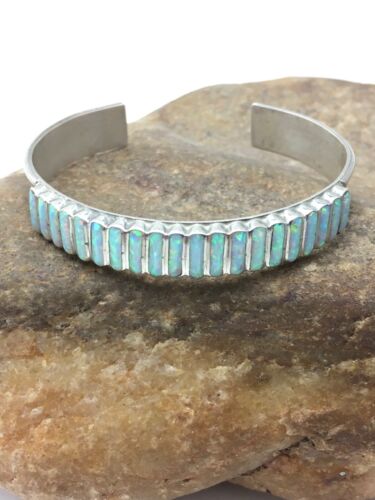 Native American Zuni Opal Bracelet | Sterling Silver | Authentic Handmade | 4393