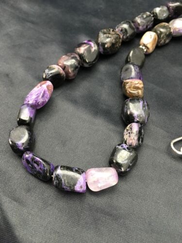 Navajo Purple Charoite Bead Necklace | Sterling Silver | Authentic Native American Handmade | 20" | 2700