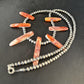 Native American Navajo Spiny Oyster Stick Bead Necklace | Sterling Silver | 20" | 14327