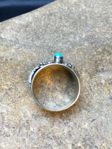 Native American Blue Turquoise Navajo Ring | Sterling Silver | Sz 5.75 | 4454