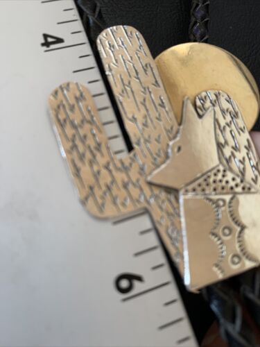 Navajo Howling Coyote Moon Bolo Tie | Sterling Silver | Authentic Native American Handmade | 12147
