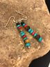 Navajo Sterling Silver Turquoise Tigers Eye Coral Earrings | Southwestern Native American