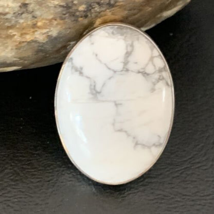 Native American Women's Navajo White Howlite Ring | Sterling Silver | Sz 8 | 11725