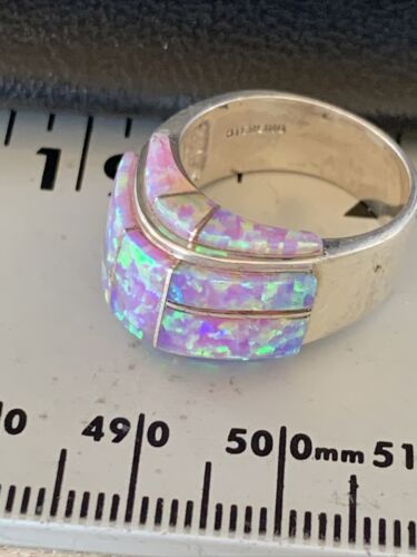 Navajo Pink Opal Inlay Band Ring | Sz 6.5 | Authentic Native American Handmade | 14161