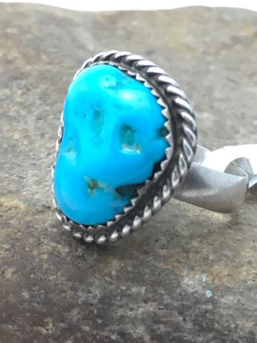 Native American Kingman Turquoise Navajo Ring | Sterling Silver | Sz 6.75 | 3492