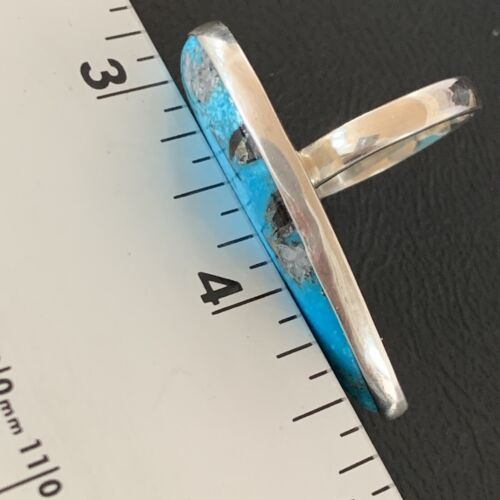 Navajo Blue Kingman Turquoise Ring | Sterling Silver | Sz 10 | Authentic Native American Handmade | 11728 - Masha USA