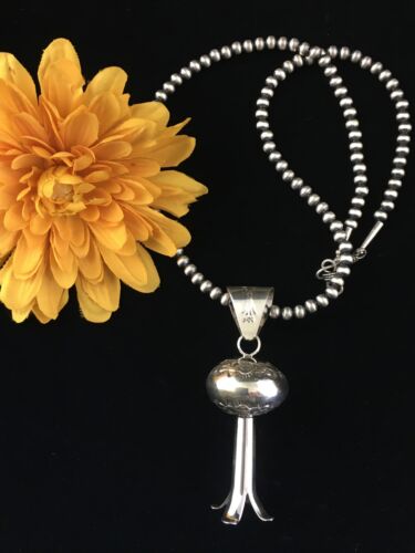 Navajo Sterling Silver Naja Necklace Pendant | 3" | Authentic Native American Handmade | 10046