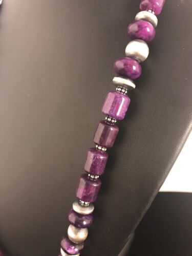 Navajo Purple Sugilite Bead Necklace | Sterling Silver | Authentic Native American Handmade | 18" | 3128