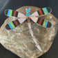 Zuni Coral Turquoise Inlay Dragonfly Necklace Pin Pendant | Sterling Silver | Native American Handmade | 11891