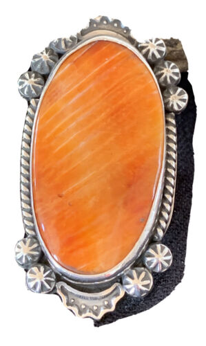 Native American Men's Navajo Spiny Oyster Ring | Sterling Silver | Sz 7 | 00998