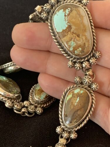 Navajo Royston Turquoise Lariat Necklace | Sterling Silver | Authentic Native American Handmade | 581