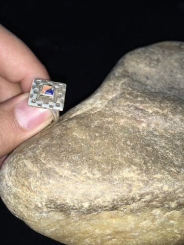 Navajo Multi-Color Lapis & Spiny Oyster Inlay Ring | Sterling Silver | Sz 5.5 | 1784
