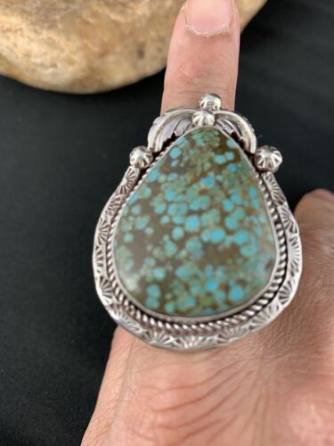 Native American Navajo Spiderweb Turquoise Ring | Sterling Silver | Sz 9.5 | 286 - Masha USA