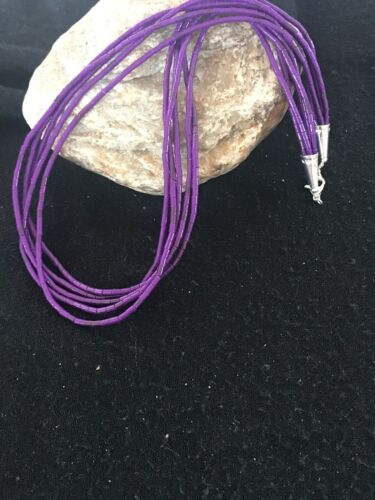 Navajo Sugilite 5-Strand Stabilized Tube Heishi Necklace | Sterling Silver | Authentic Native American Handmade | 8489