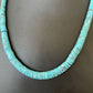 Navajo Blue Turquoise Heishi Necklace with Sterling Silver & Graduated Pearl Stab | Authentic Native American | 17" | 01184