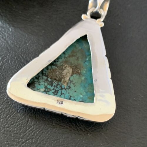 Navajo Men's Pendant | Sterling Silver Spiderweb Turquoise | 2" | Authentic Native American Handmade | 10751