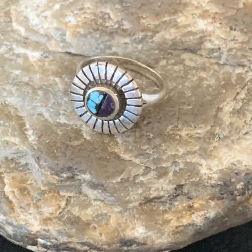 Native American Women's Navajo Blue Turquoise Sugilite Inlay Ring | Sz 5.5 | 11176