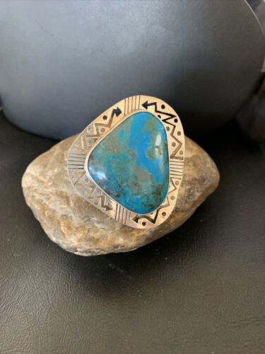 Native American XL Women's Sterling Silver Blue Kingman Turquoise Ring | Sz 8 | 12188