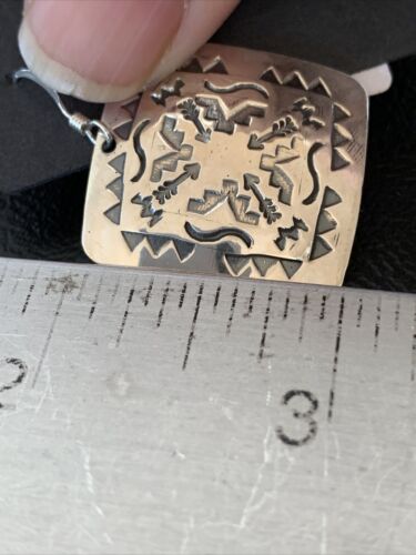 Navajo Sterling Silver Stamped Dangle Earrings | Authentic Native American Handmade | 1657