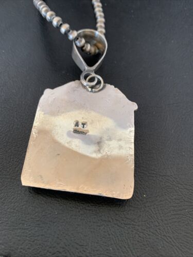 Navajo Bumblebee Jasper Pendant Necklace | Sterling Silver | Authentic Native American Handmade | 10462