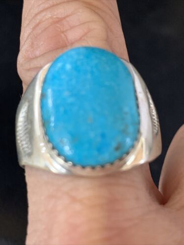 Navajo Blue Kingman Turquoise Ring | Sterling Silver | Sz 11 | Authentic Native American Handmade | 14144
