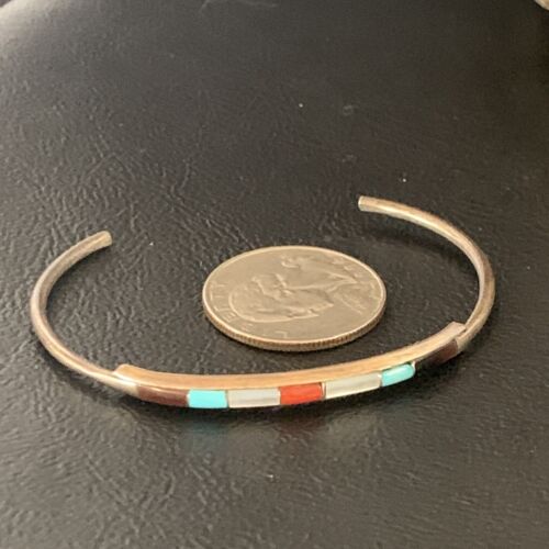 Navajo Multi-Color Bracelet | Sugilite Turquoise Coral | Sterling Silver | Authentic Native American Handmade | 13118