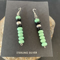 Navajo Green Malachite & Black Onyx Earrings | Sterling Silver | Authentic Native American Handmade | 4486