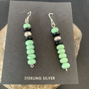 Navajo Green Malachite & Black Onyx Earrings | Sterling Silver | Authentic Native American Handmade | 4486