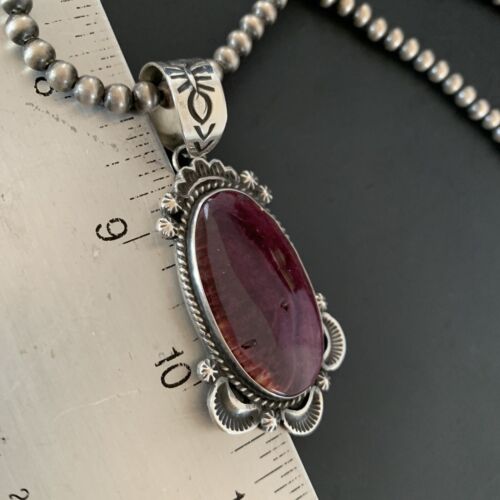 Navajo Purple Spiny Oyster Pendant Necklace | Sterling Silver | Authentic Native American Handmade | 11303