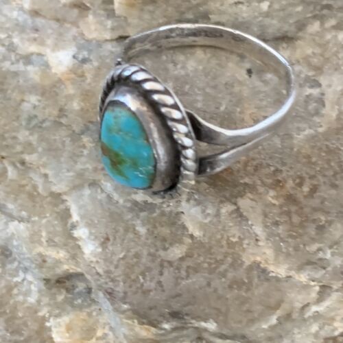 Navajo Blue Turquoise Ring | Sterling Silver | Sz 5 | Authentic Native American Handmade | 10362