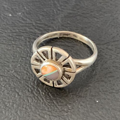 Navajo Purple Sugilite Orange Spiny Oyster Inlay Ring | Sz 7 | Authentic Native American Handmade | 11187
