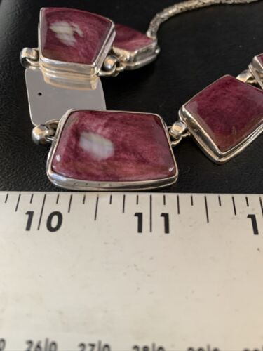 Lariat Necklace with Purple Spiny Oyster Choker Pendant | Sterling Silver | 20" | 13791