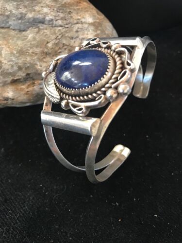Native American Navajo Lapis Bracelet | Sterling Silver | J Platero | 8039