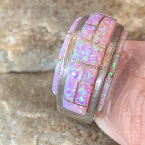 Navajo Pink Opal Inlay Band Ring | Sz 6.5 | Authentic Native American Handmade | 12405