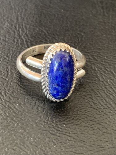 Women's Adjustable Navajo Lapis Lazuli Ring | Sterling Silver | Sz 6.5 | Authentic Native American Handmade | 12449