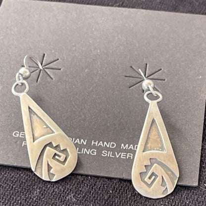 Native American Hopi Sterling Silver Dangle Earrings | Handmade | 01508