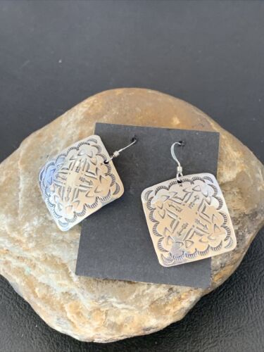 Native American Navajo Dangle Earrings | Sterling Silver Stamped | Handmade | 1659